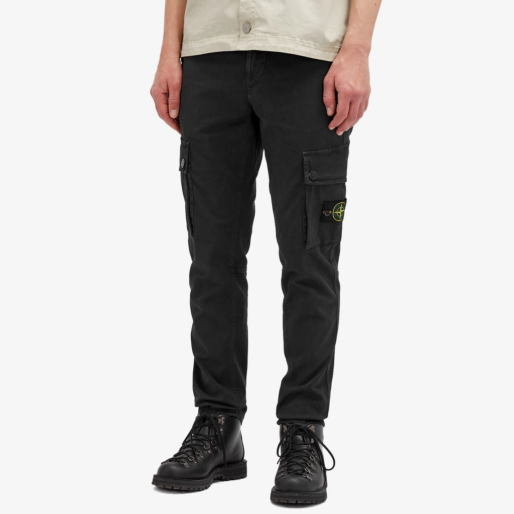 Stone Island Men's Brushed Cotton Canvas Cargo Pants Black